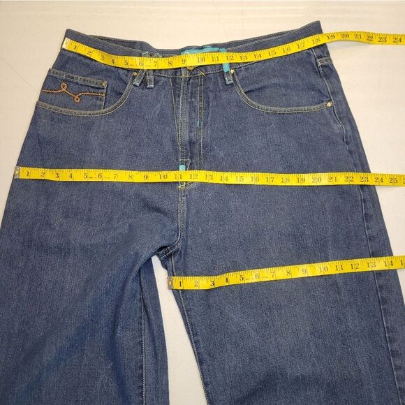 LRG Colorful Embroidered Wide Leg Baggy Denim Jeans - Picture 12 of 15